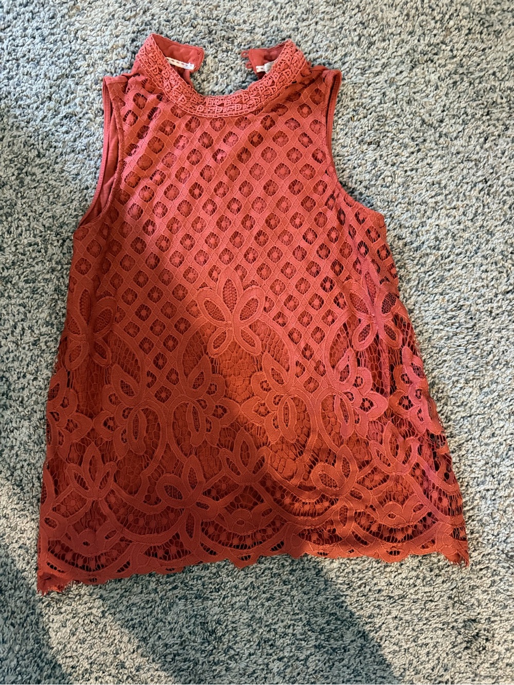 Rewind Rust Red Lace Mock Neck Camisole